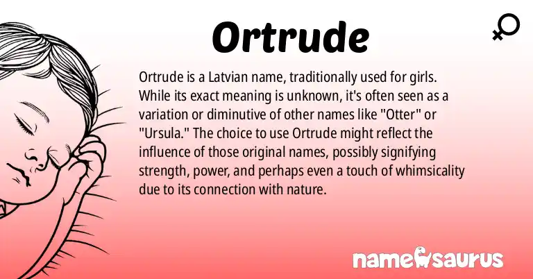 Infographic about Ortrude name meaning, Ortrude is a name from Latvian origin(s).