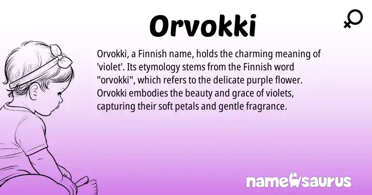 Infographic about Orvokki name meaning, Orvokki is a name from Finnish origin(s).