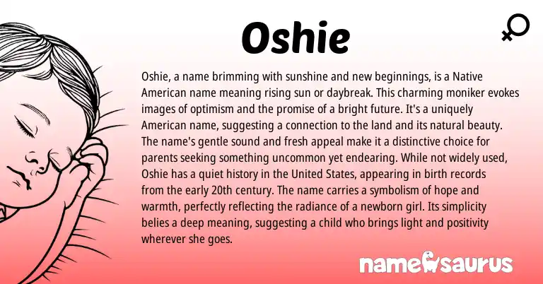 Infographic about Oshie name meaning, Oshie is a name from American origin(s).