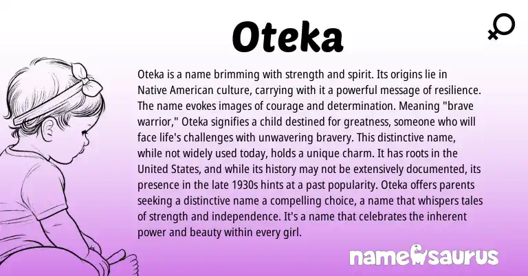 Infographic about Oteka name meaning, Oteka is a name from American origin(s).