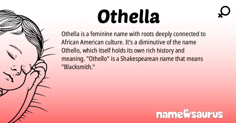Infographic about Othella name meaning, Othella is a name from African American origin(s).