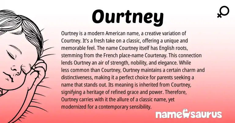 Infographic about Ourtney name meaning, Ourtney is a name from American, English origin(s).