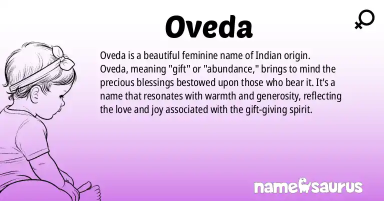 Infographic about Oveda name meaning, Oveda is a name from Indian origin(s).