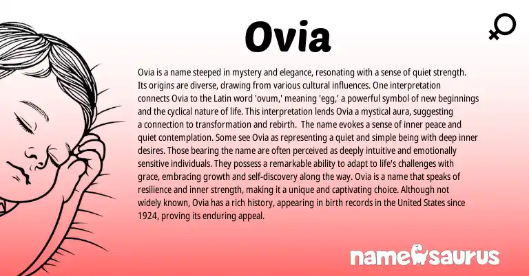 Infographic about Ovia name meaning, Ovia is a name from Latin origin(s).
