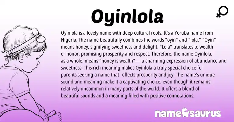 Infographic about Oyinlola name meaning, Oyinlola is a name from Nigerian, Yoruba origin(s).