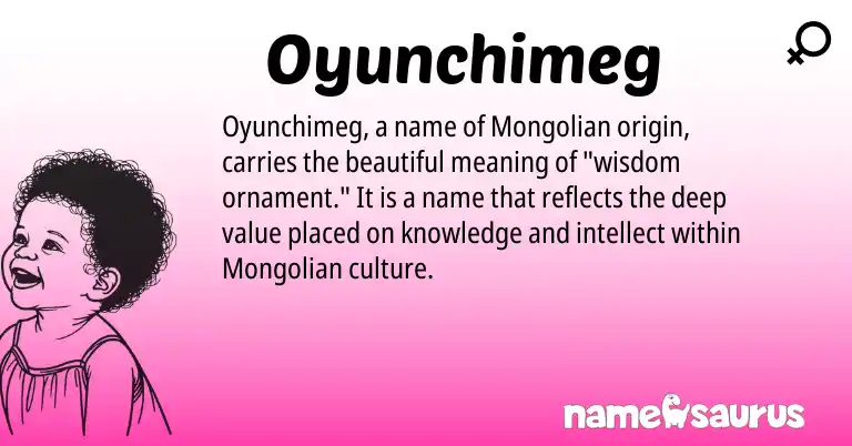 Infographic about Oyunchimeg name meaning, Oyunchimeg is a name from Mongolian origin(s).