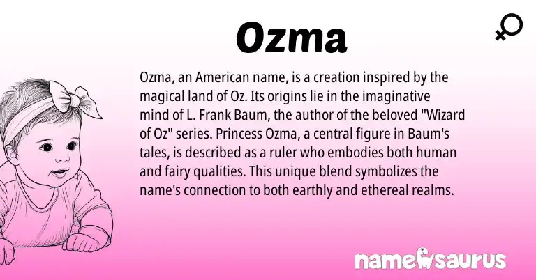 Infographic about Ozma name meaning, Ozma is a name from American origin(s).
