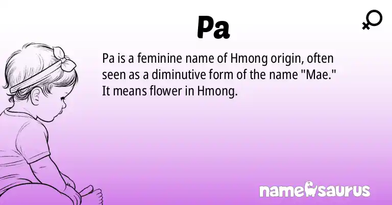 Infographic about Pa name meaning, Pa is a name from Hmong origin(s).
