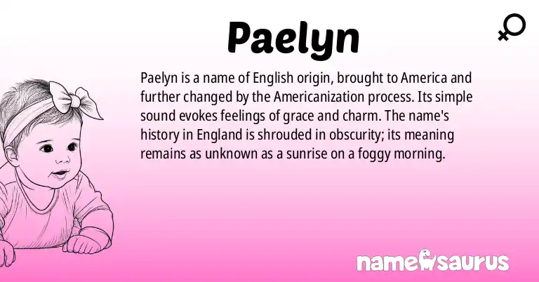 Infographic about Paelyn name meaning, Paelyn is a name from English (American, Americanized) origin(s).