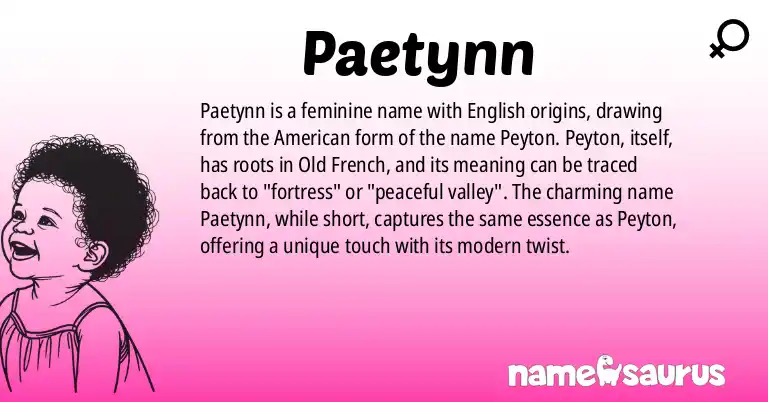 Infographic about Paetynn name meaning, Paetynn is a name from English (American) origin(s).