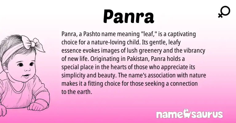 Infographic about Panra name meaning, Panra is a name from Pakistan, Pashto origin(s).