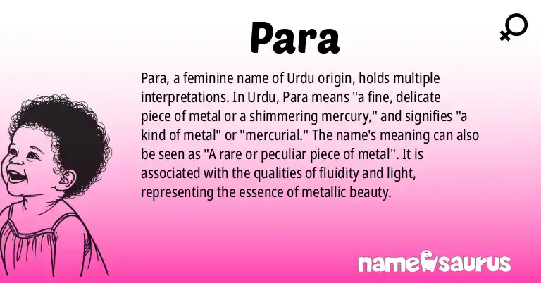 Infographic about Para name meaning, Para is a name from Urdu origin(s).