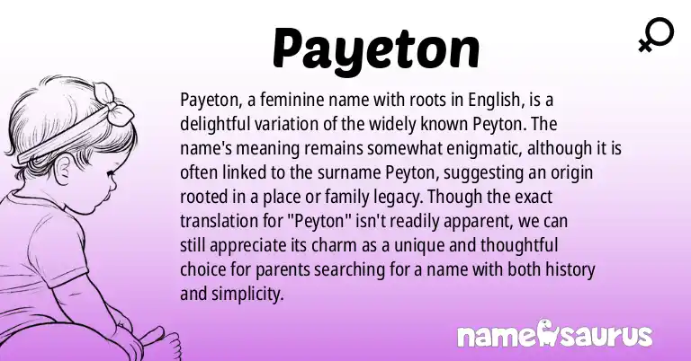 Infographic about Payeton name meaning, Payeton is a name from English origin(s).