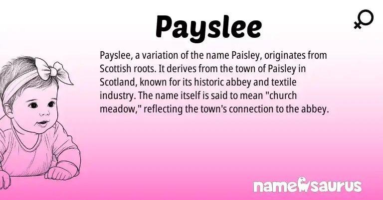 Infographic about Payslee name meaning, Payslee is a name from Scottish origin(s).