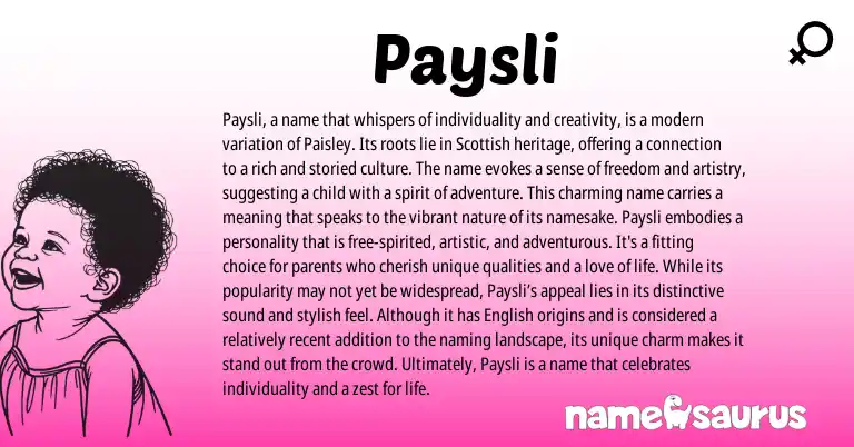 Infographic about Paysli name meaning, Paysli is a name from Scottish origin(s).
