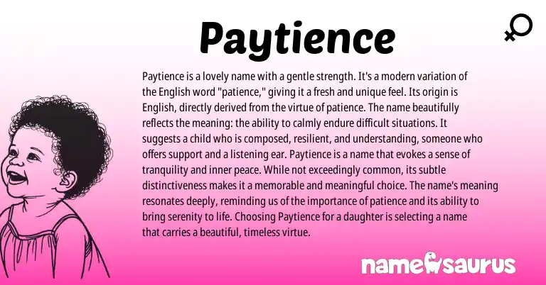 Infographic about Paytience name meaning, Paytience is a name from Other origin(s).
