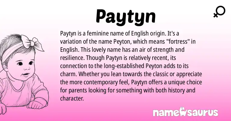 Infographic about Paytyn name meaning, Paytyn is a name from English origin(s).