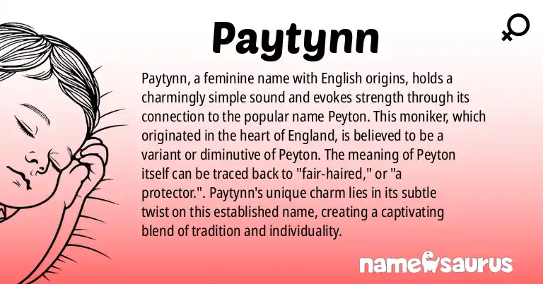 Infographic about Paytynn name meaning, Paytynn is a name from English origin(s).