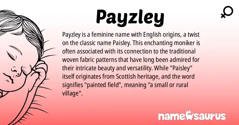 Infographic about Payzley name meaning, Payzley is a name from English origin(s).