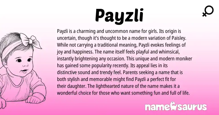 Infographic about Payzli name meaning, Payzli is a name from Other origin(s).