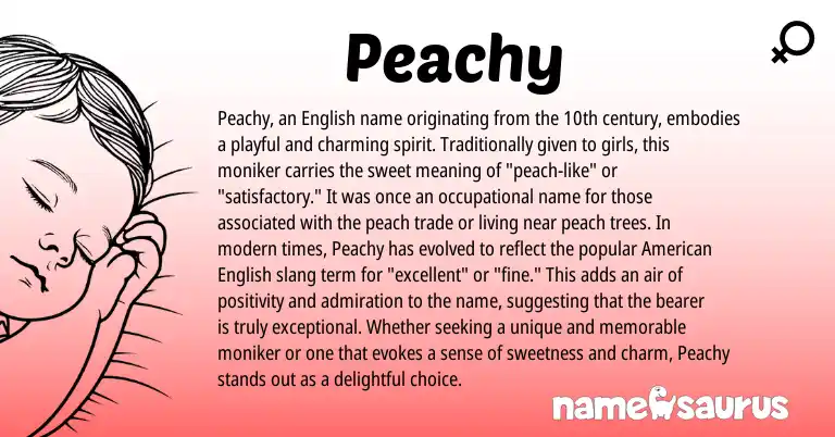 Infographic about Peachy name meaning, Peachy is a name from English, American origin(s).