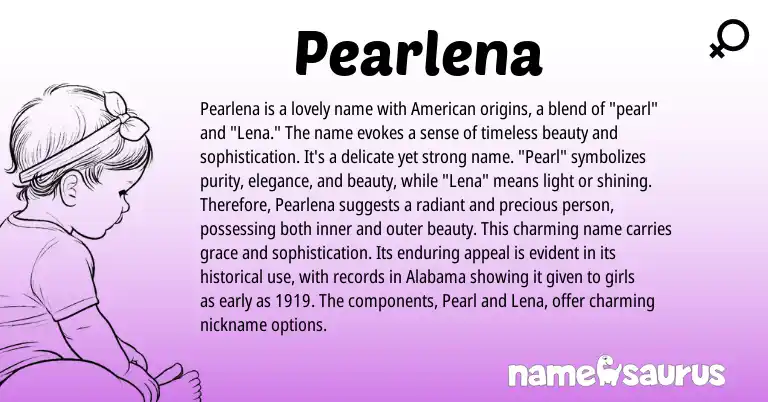 Infographic about Pearlena name meaning, Pearlena is a name from English origin(s).