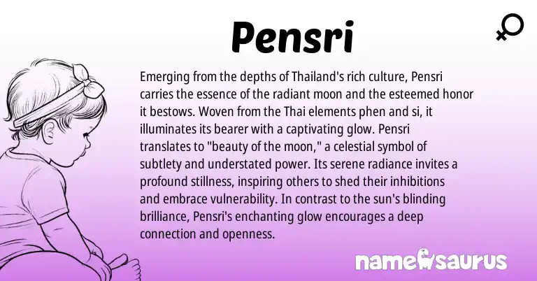 Infographic about Pensri name meaning, Pensri is a name from Thai origin(s).