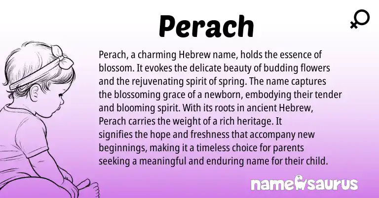 Infographic about Perach name meaning, Perach is a name from Hebrew origin(s).