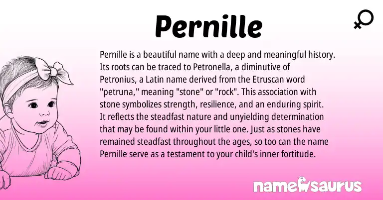 Infographic about Pernille name meaning, Pernille is a name from Etruscan, Latin origin(s).