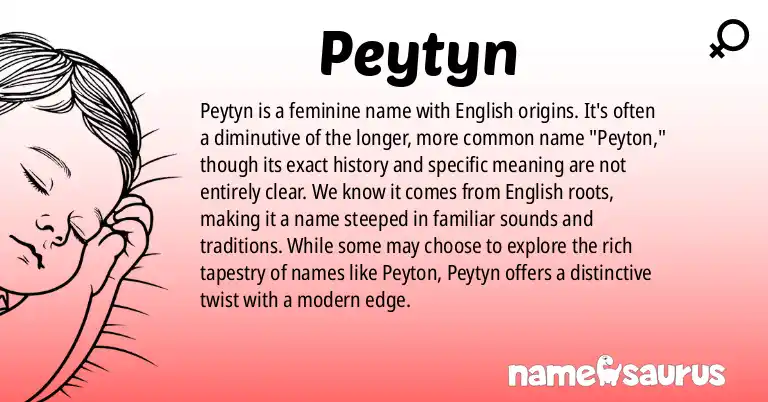 Infographic about Peytyn name meaning, Peytyn is a name from English origin(s).