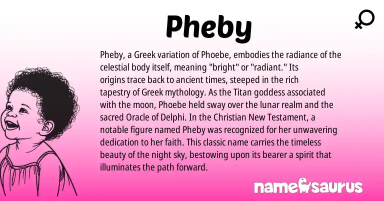 Infographic about Pheby name meaning, Pheby is a name from Greek origin(s).