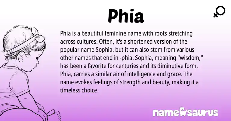 Infographic about Phia name meaning, Phia is a name from Various origin(s).