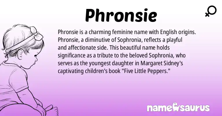 Infographic about Phronsie name meaning, Phronsie is a name from English origin(s).