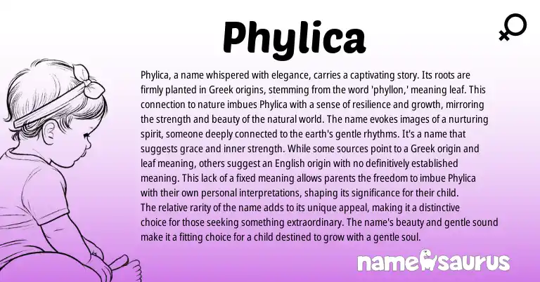 Infographic about Phylica name meaning, Phylica is a name from Greek origin(s).