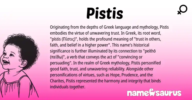 Infographic about Pistis name meaning, Pistis is a name from Greek origin(s).