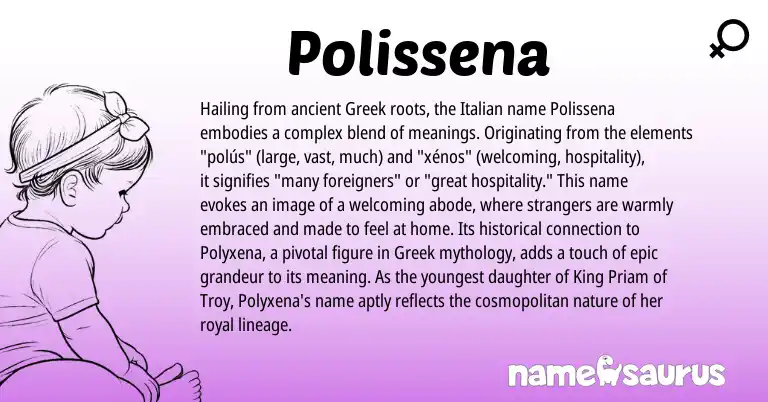 Infographic about Polissena name meaning, Polissena is a name from Italian, Greek origin(s).