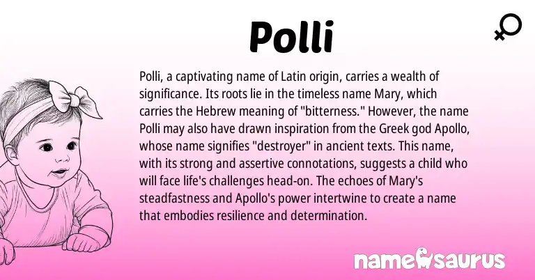 Infographic about Polli name meaning, Polli is a name from Latin, Hebrew, Greek origin(s).