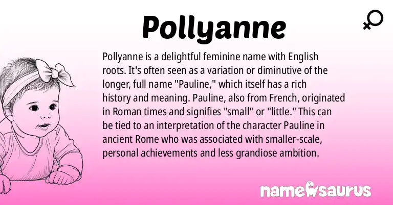 Infographic about Pollyanne name meaning, Pollyanne is a name from English origin(s).