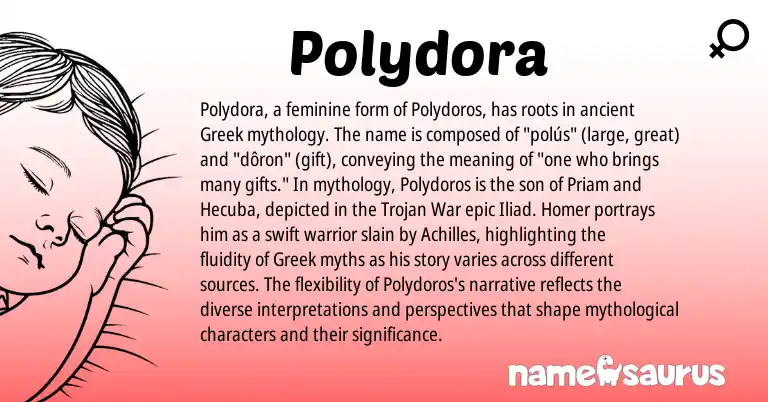 Infographic about Polydora name meaning, Polydora is a name from Greek origin(s).