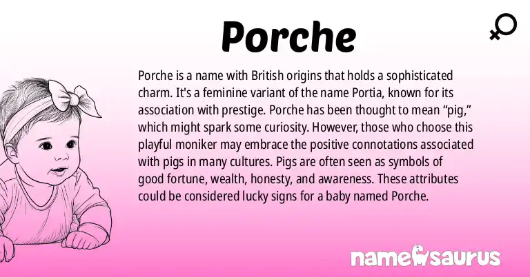 Infographic about Porche name meaning, Porche is a name from British origin(s).