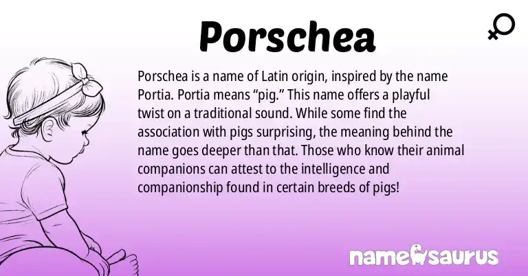 Infographic about Porschea name meaning, Porschea is a name from Latin origin(s).