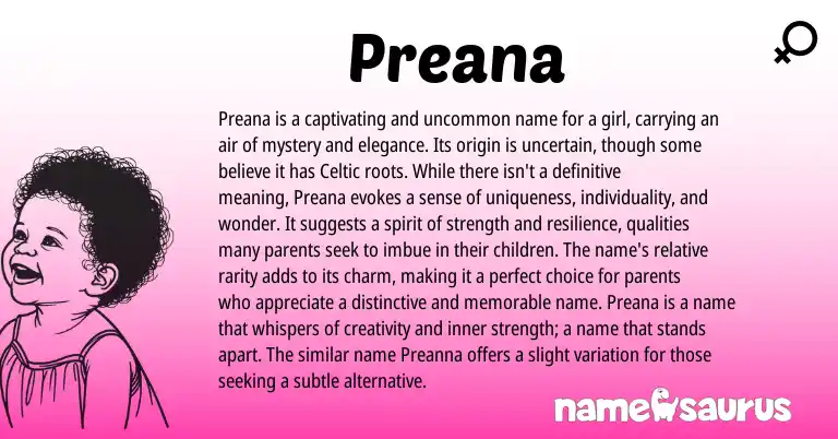 Infographic about Preana name meaning, Preana is a name from Other origin(s).