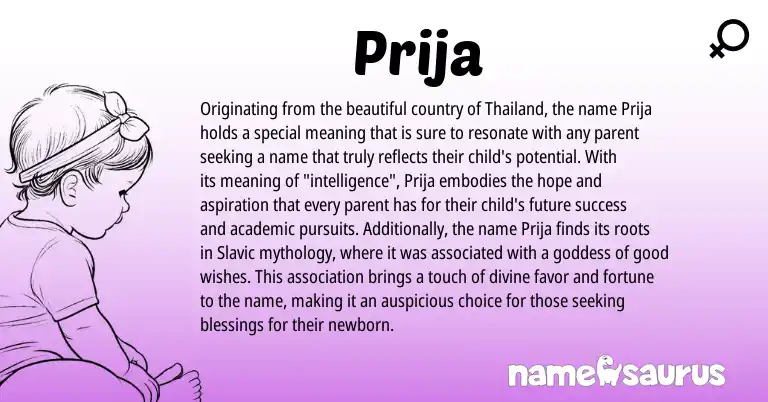 Infographic about Prija name meaning, Prija is a name from Slavic origin(s).