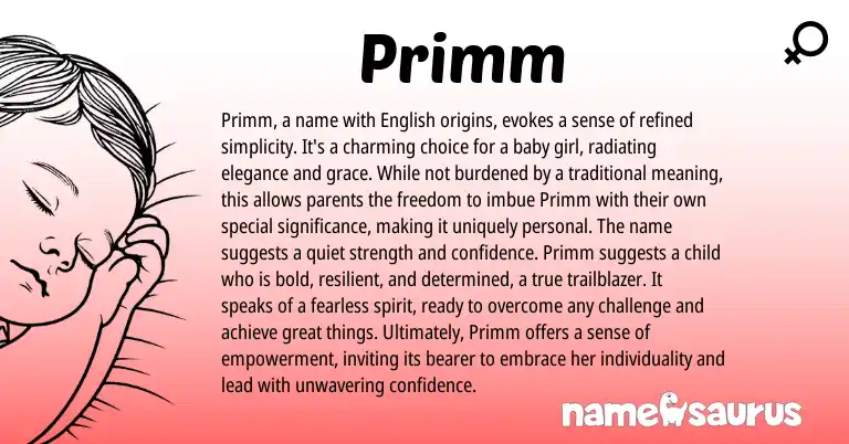 Infographic about Primm name meaning, Primm is a name from Other origin(s).