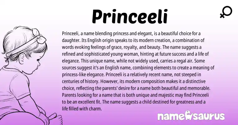 Infographic about Princeeli name meaning, Princeeli is a name from English origin(s).