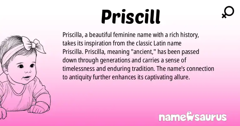 Infographic about Priscill name meaning, Priscill is a name from N/A origin(s).