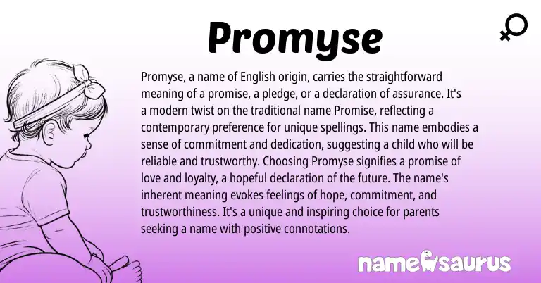 Infographic about Promyse name meaning, Promyse is a name from English origin(s).