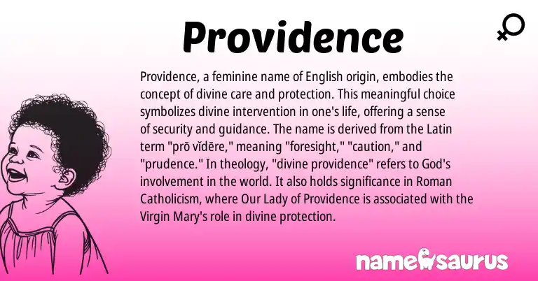 Infographic about Providence name meaning, Providence is a name from Roman, English, Latin origin(s).