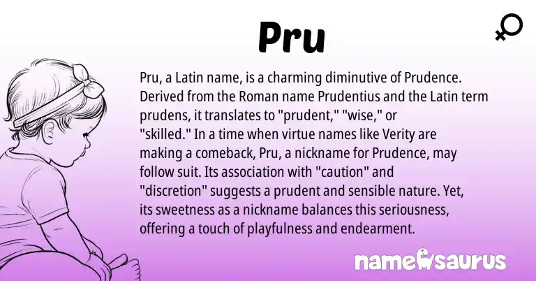 Infographic about Pru name meaning, Pru is a name from Roman, Latin origin(s).