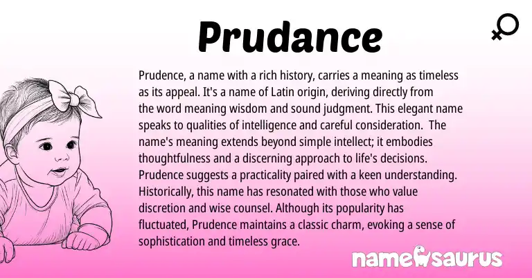 Infographic about Prudance name meaning, Prudance is a name from Latin origin(s).